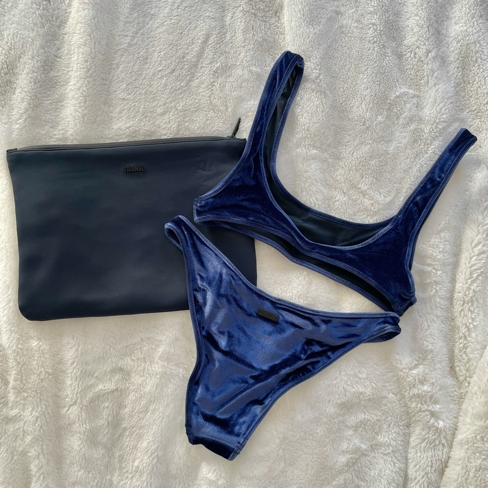 Royal blue velvet Triangl bikini
